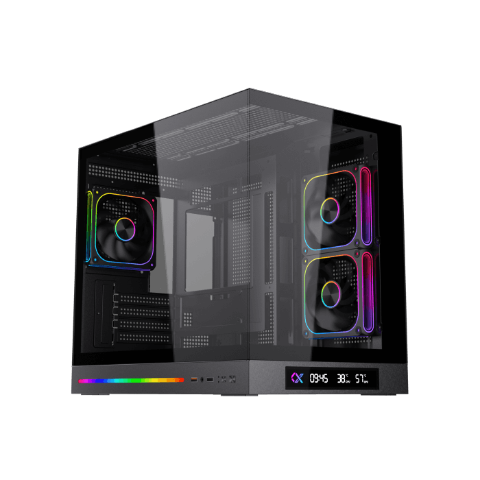 Thùng máy Xigmatek Cloud M DGT | Đen, Dãy LED ARGB, Màn hình Digital